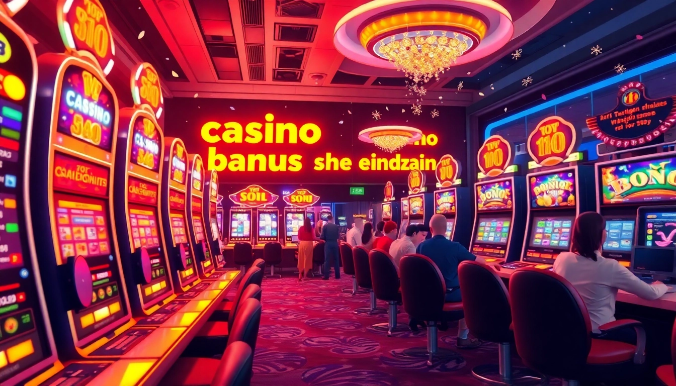 Exciting casino bonus ohne einzahlung displayed amidst vibrant slot machines.